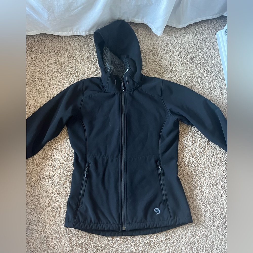 Black Mountain hardware jacket with soft inner lining size small adjustable hood